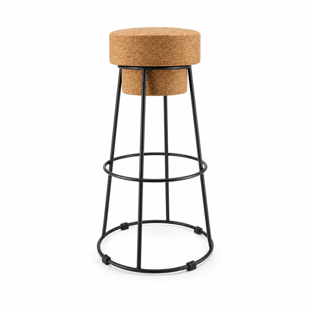 Muselet Cork & Metal Tall Stool, Ø295/440 × H750 mm, isolated on white background