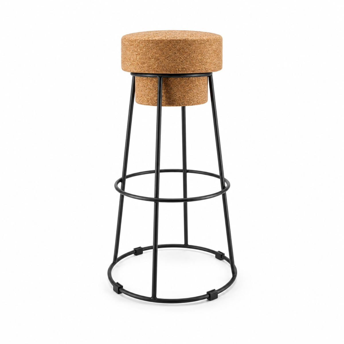 Muselet Cork & Metal Tall Stool, Ø295/440 × H750 mm, isolated on white background