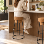 Muselet Cork & Metal Tall Stool used at a high kitchen counter