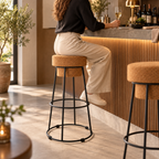 Muselet Cork & Metal Tall Stool used as bar-height seating in a hospitality setting