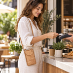 Natural Cork Active Purse in real cafe payment use