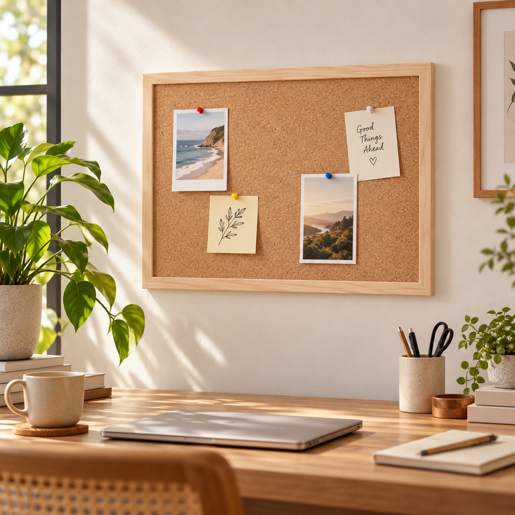 Natural Cork Board | Wood Series — premium workspace lifestyle scene