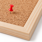 Natural Cork Board | Wood Series — macro detail of natural cork surface and light wood frame