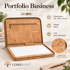 CorkMart infographic for the natural cork business portfolio: 345 × 265 × 25 mm, 650 g, sold individually.