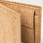 Natural Cork Men's Wallet, cork texture, stitching and interior detail