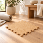 Natural Cork Puzzle Mat in a warm premium interior setting