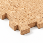 Natural Cork Puzzle Mats, macro cork texture and interlocking edge detail
