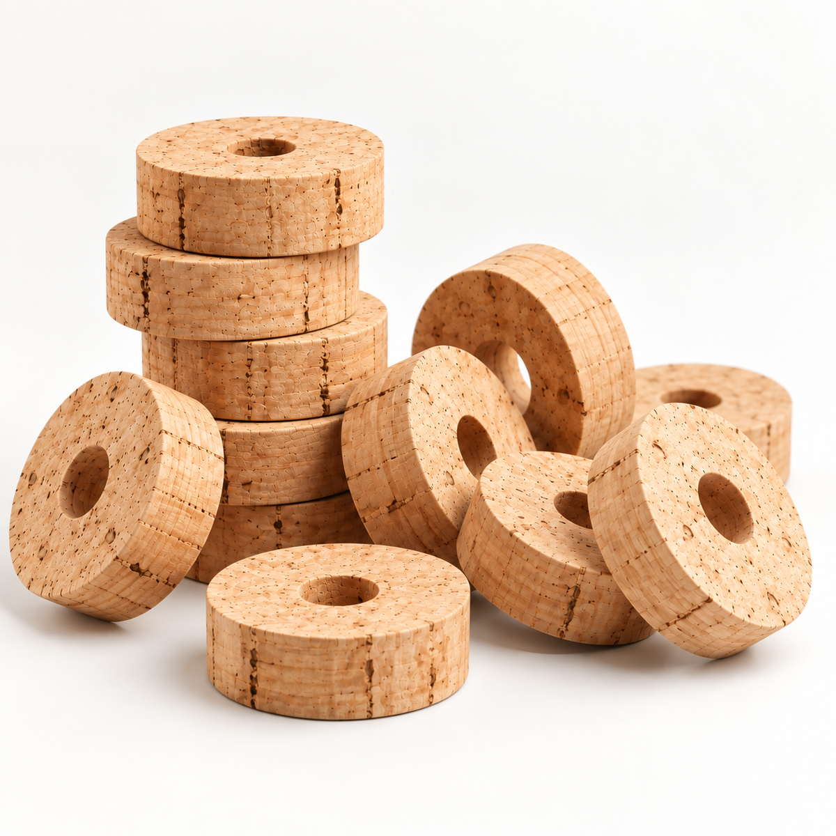 Natural cork rings for rod building, Ø38.1 mm (1½ in), hero studio view