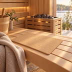 Natural Cork Sauna Mat in a premium spa-inspired sauna
