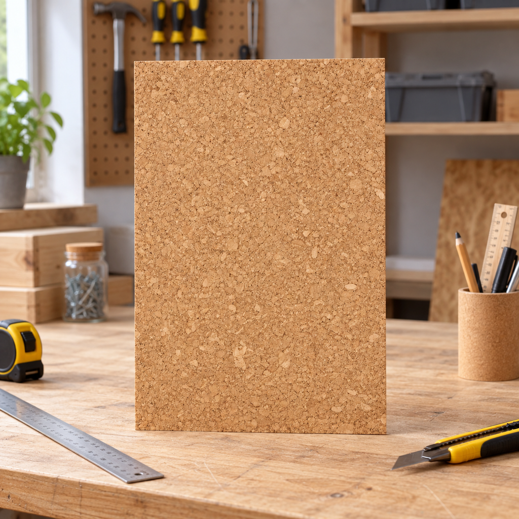 Natural Cork Sheet in a clean DIY workshop setting