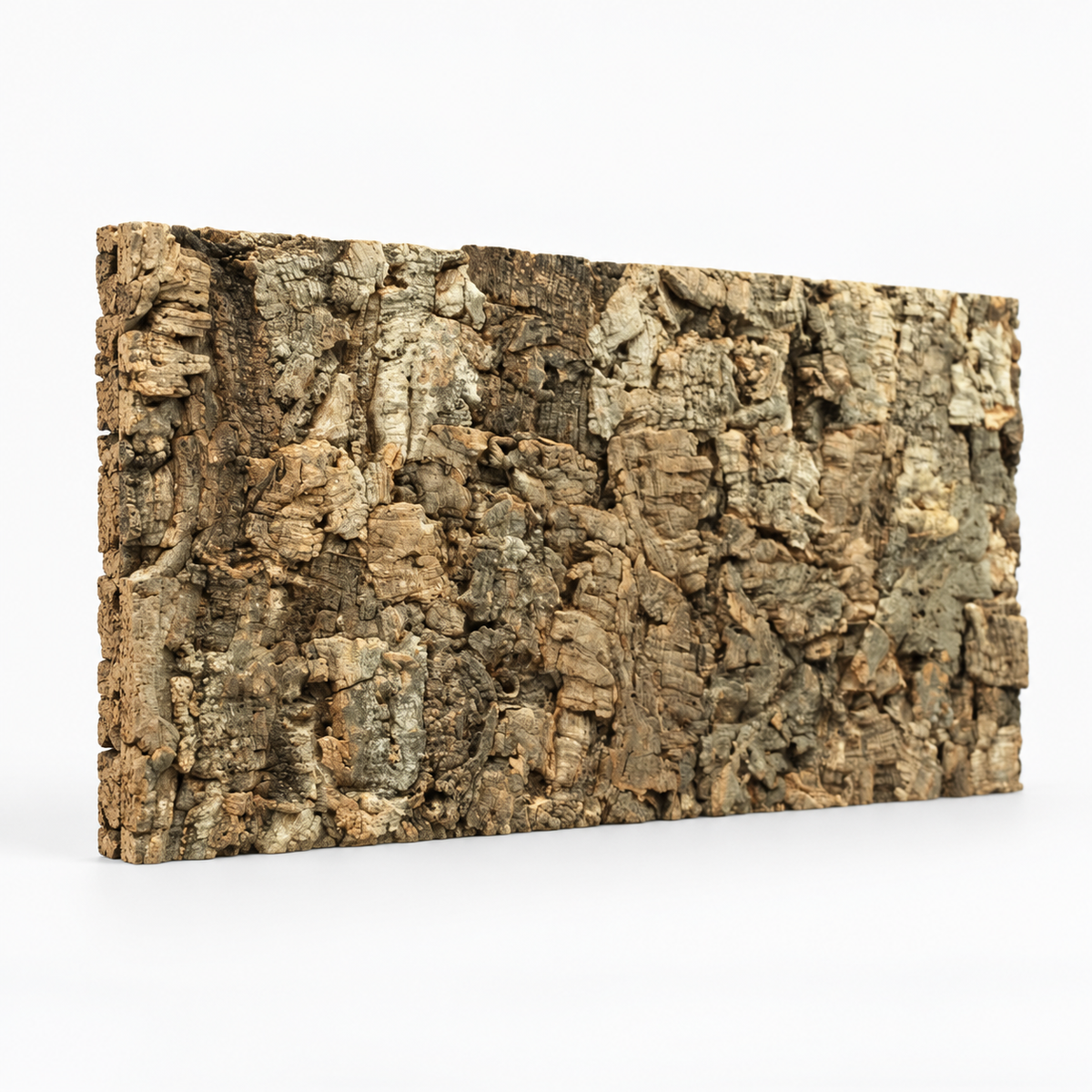 Natural Decorative Cork Bark Wall Tiles - Virgin, complementary studio angle