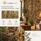 CorkMart editorial collage for Natural Decorative Cork Bark Wall Tiles - Virgin