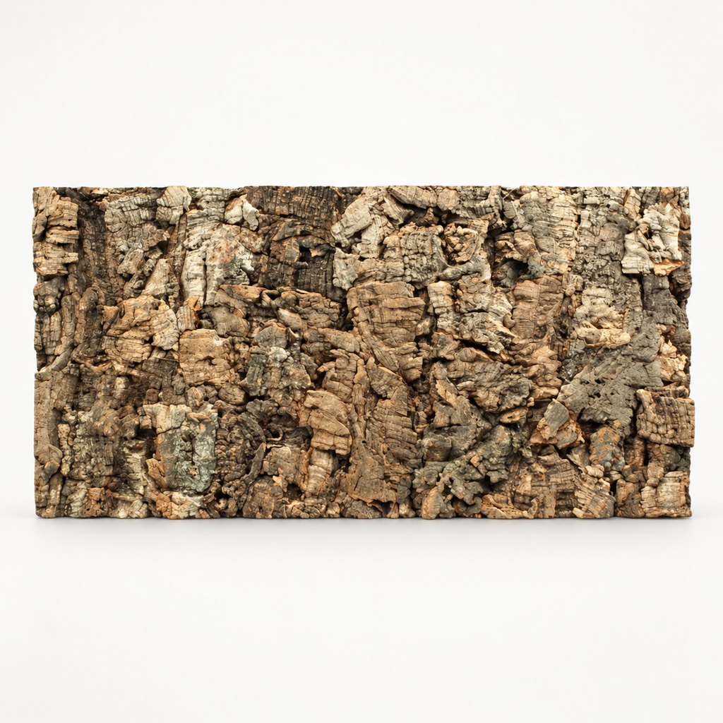 Natural Decorative Cork Bark Wall Tiles - Virgin, premium studio hero view