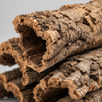 Natural Virgin Cork Branches, macro bark texture and hollow profile