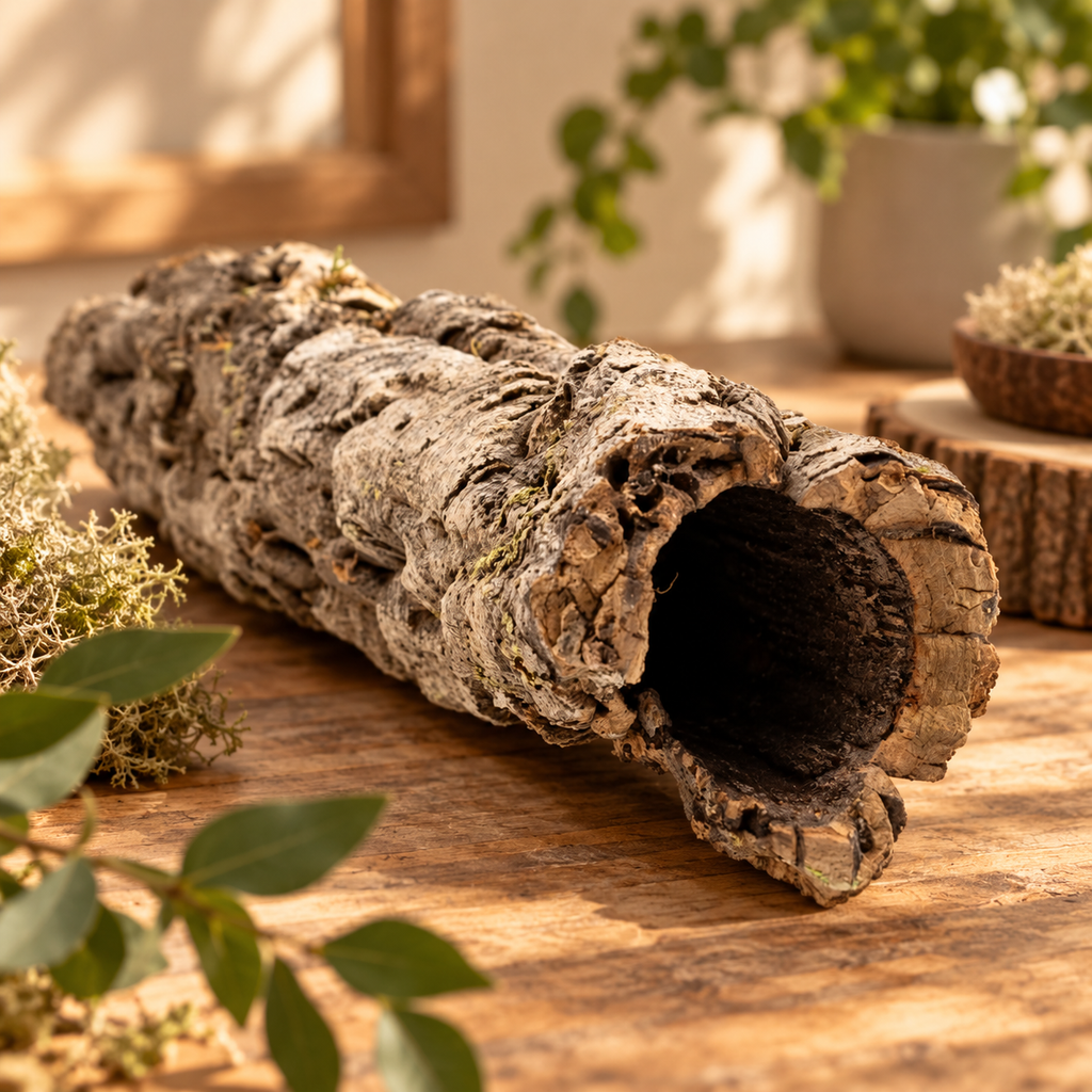 Natural Virgin Cork Tube in a warm natural lifestyle setting