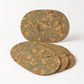 Oval Iceberg Grey cork placemats, set of 4, 400 × 300 × 3 mm — premium studio hero