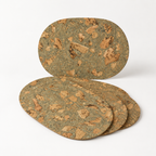 Oval Iceberg Grey cork placemats, set of 4, 400 × 300 × 3 mm — premium studio hero