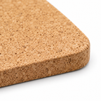 Macro detail of natural cork texture, rounded corner and 9 mm edge thickness