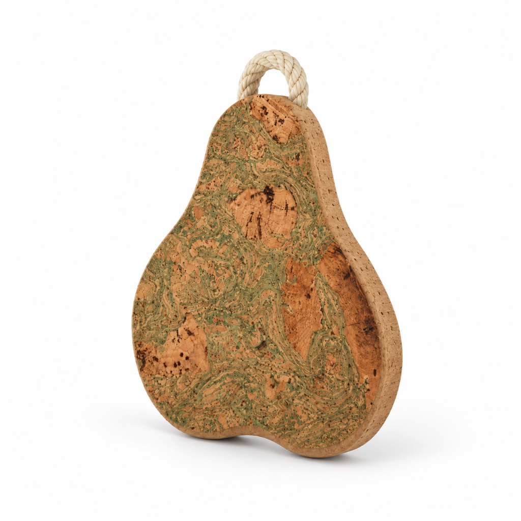 Pear-Shaped Cork Trivet IceGreen alternate studio angle