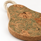 Close-up of Pear-Shaped Cork Trivet IceGreen texture and rope loop
