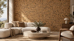 Pebble cork wall tile shown in a conceptual architectural interior visualization