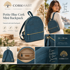 Petite Blue Cork Mini Backpack editorial collage