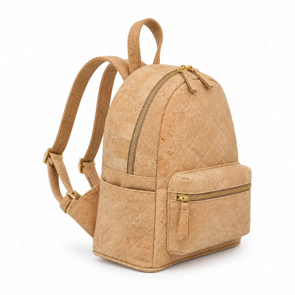Piccola Cork Backpack, 29 × 23 cm, angled view