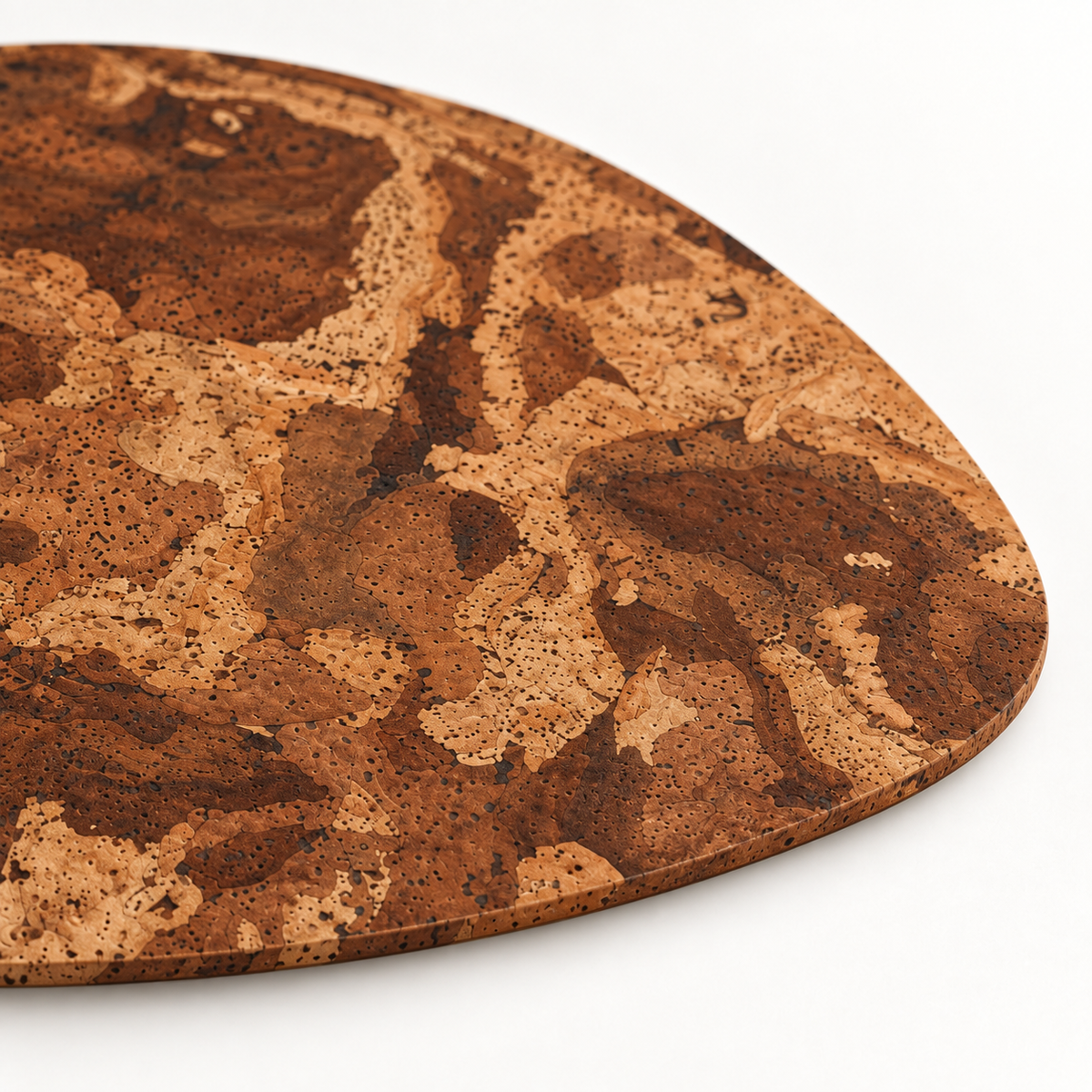 Macro close-up of Pick Angola cork placemat texture and 3 mm edge