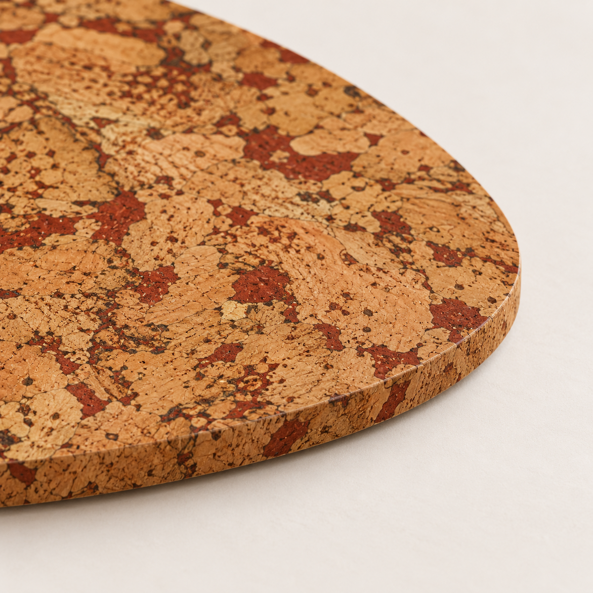 Macro close-up of Pick Fjord Maroon cork placemat texture and 3 mm edge