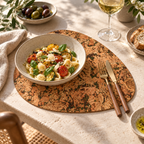 Pick Fjord Moss cork placemat in a refined Mediterranean dining table setting