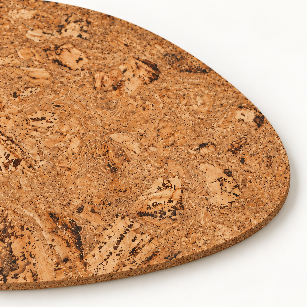 Macro close-up of Pick Iceberg Natural cork placemat texture and 3 mm edge