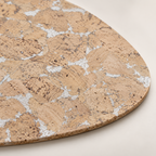 Macro close-up of Pick Snow White cork placemat surface and 3 mm edge