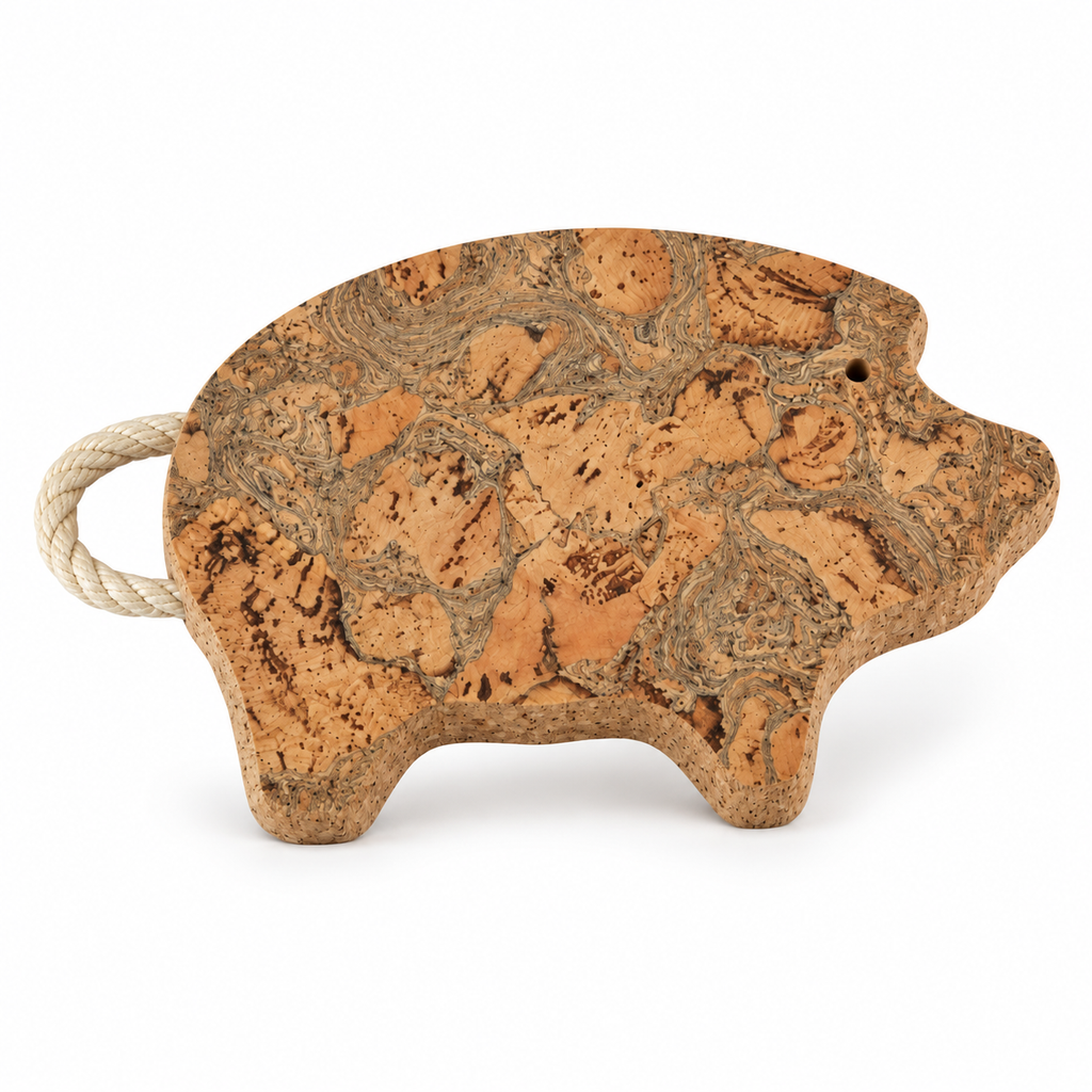Pig-Shaped Cork Trivet Icegrey alternate studio angle
