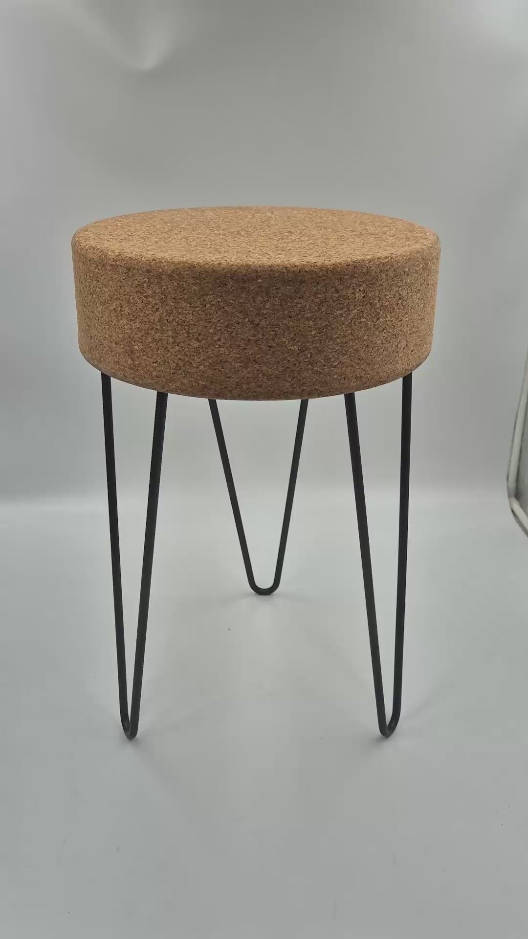 Cork Stool with Metal Hairpin Legs | Ø380mm x H480mm