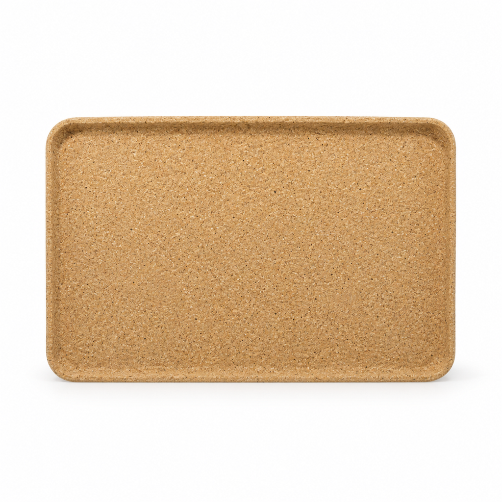 Rectangular cork serving tray, 43 × 30 cm, Natural finish on white background
