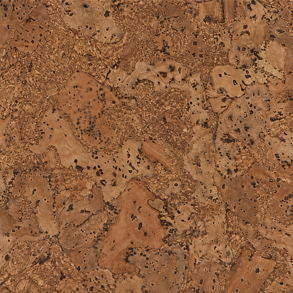 River cork wall tile, real natural brown cork texture macro detail