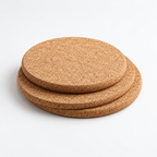 Round Cork Trivets | 10 mm | Set of 3 — angled studio view showing thickness