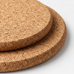 Round Cork Trivets | 10 mm | Set of 3 — macro natural cork texture and rounded edge