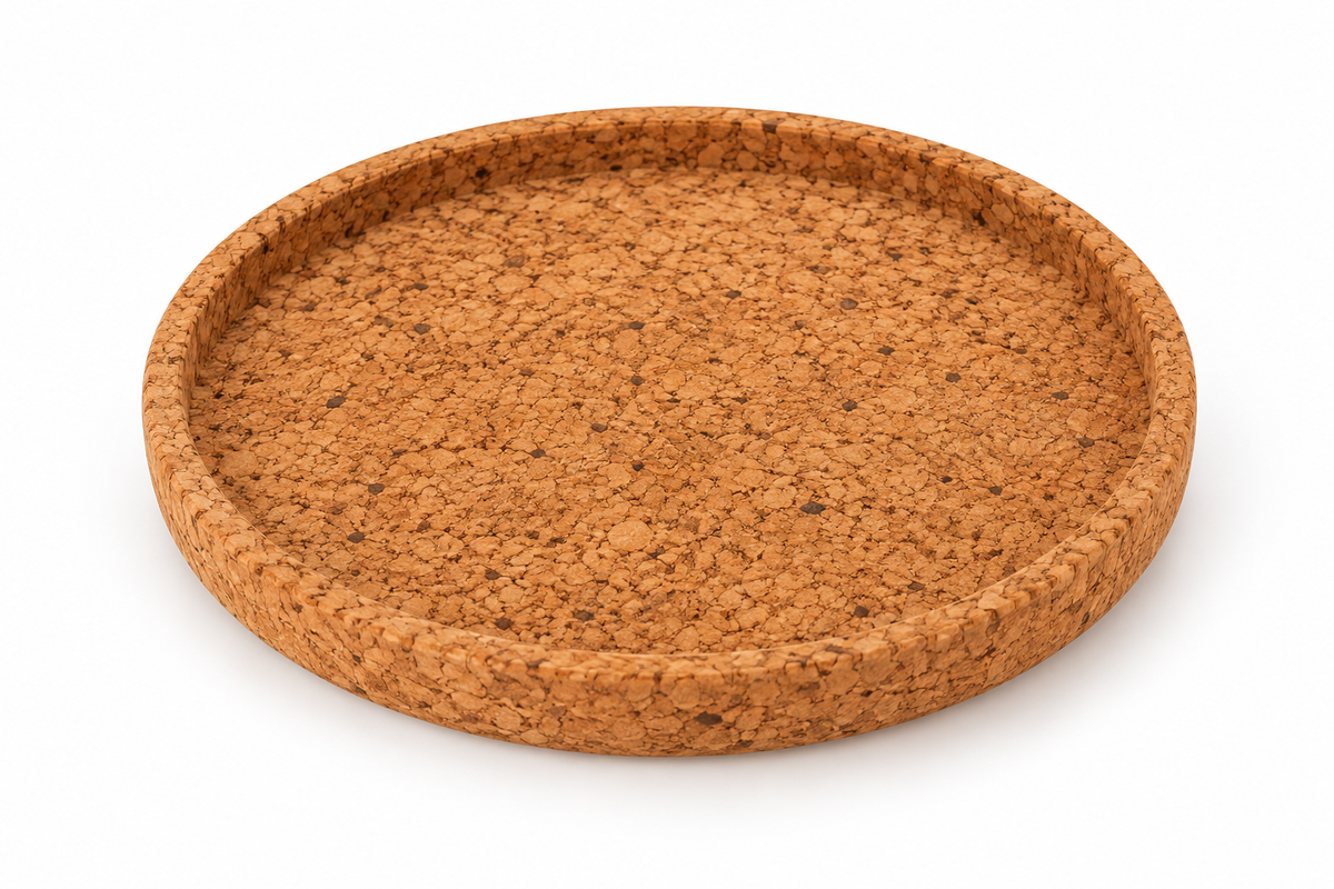 Round Cork Valet Tray Country Finish — With Raised Edge Ref. 1268-EPE hero view