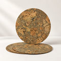 Round natural cork placemats, set of 4, Ø300 × 3 mm — premium studio hero