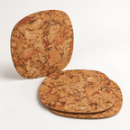 Rounded Square Maroon cork placemats, set of 4, 307 × 307 × 3 mm — premium studio hero