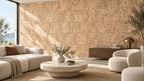 Rustic Cream cork wall tile shown in a conceptual architectural interior visualization