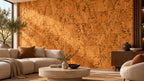 Rustic Natural cork wall tile shown in a conceptual architectural interior visualization