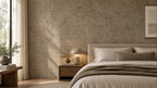 Rustic Taupe cork wall tile shown in a conceptual residential bedroom visualization