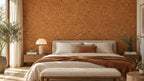 Salami cork wall tile shown in a conceptual residential bedroom visualization