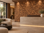 Samba cork wall tile in a refined hospitality reception interior