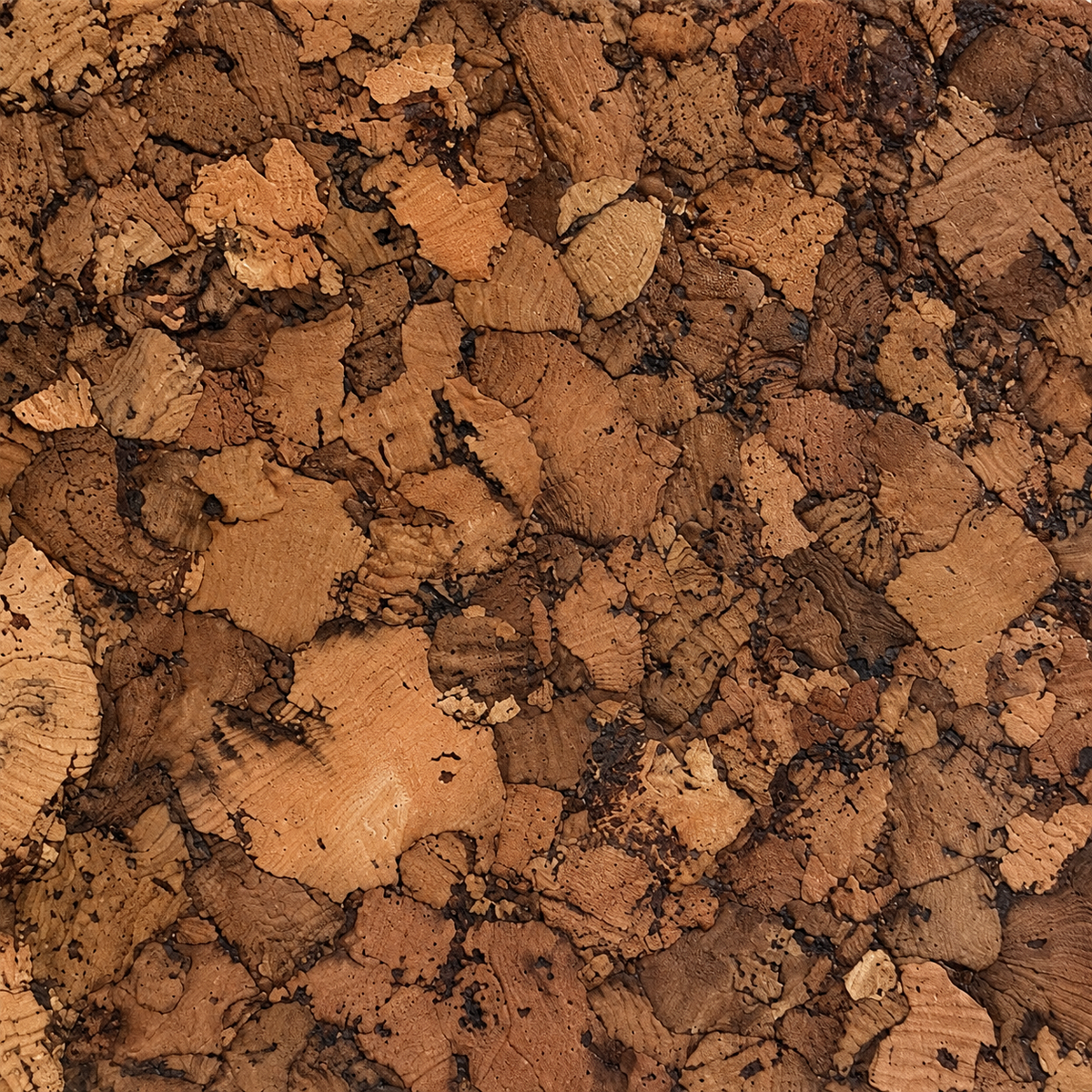 Samba cork wall tile, real layered cork flake texture macro detail