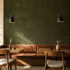 Saphira Moss cork wall tile shown in a conceptual hospitality interior visualization