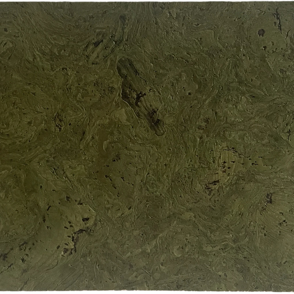 Saphira Moss cork wall tile close-up showing the real cork texture and moss-green tonal variation