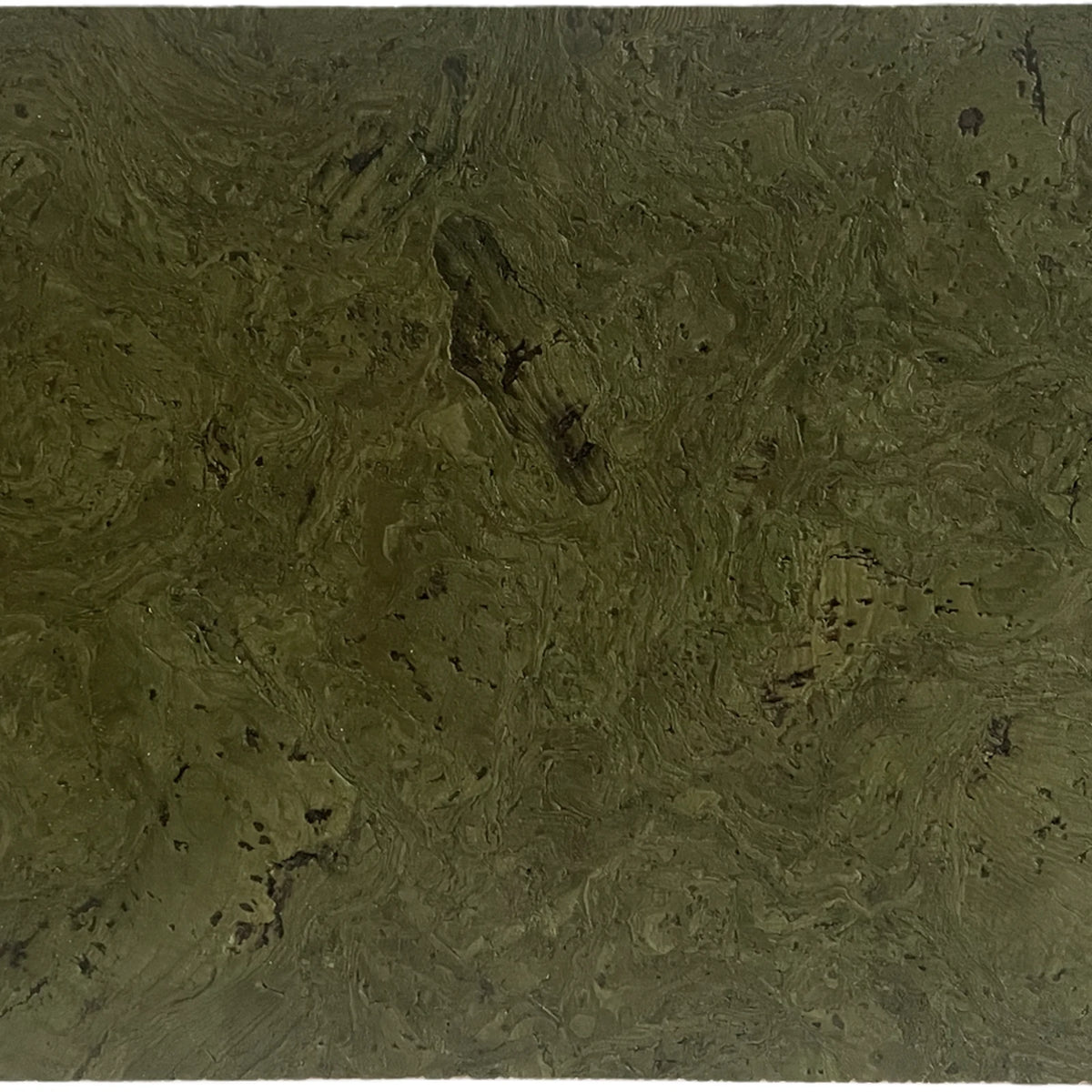 Saphira Moss cork wall tile close-up showing the real cork texture and moss-green tonal variation